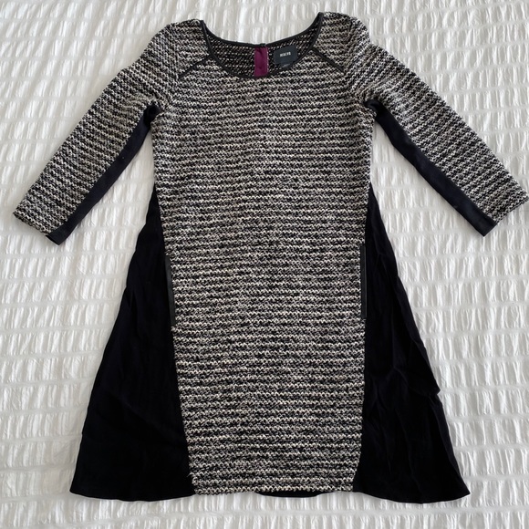 Anthropologie Maeve Knit Faux Leather Trim Dress - Picture 3 of 5